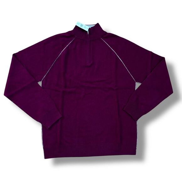NWT Naadam Men’s Size XXL Burgundy Wool Cashmere 1/4 Zip Sweatshirt Sweater $279 - Picture 1 of 5